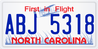NC license plate ABJ5318