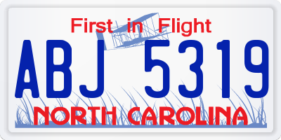 NC license plate ABJ5319