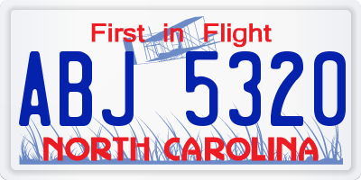 NC license plate ABJ5320