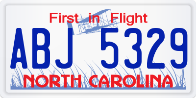 NC license plate ABJ5329