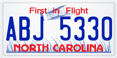 NC license plate ABJ5330