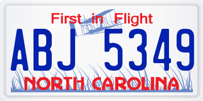 NC license plate ABJ5349