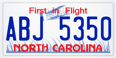 NC license plate ABJ5350