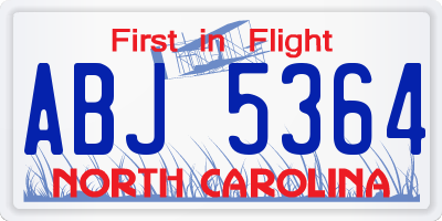 NC license plate ABJ5364