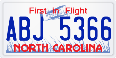 NC license plate ABJ5366