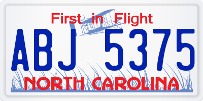 NC license plate ABJ5375