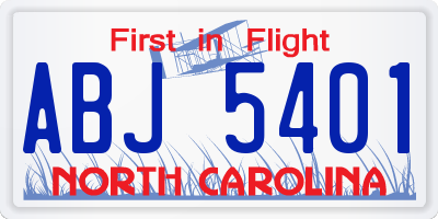 NC license plate ABJ5401