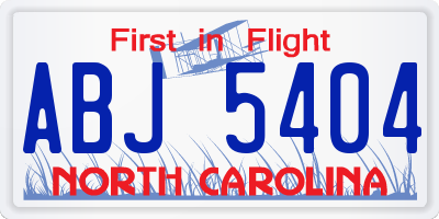 NC license plate ABJ5404
