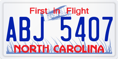 NC license plate ABJ5407