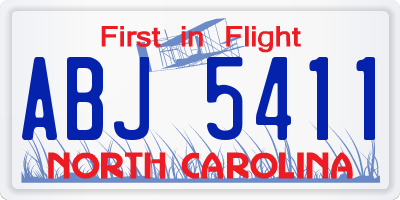 NC license plate ABJ5411