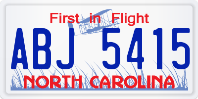 NC license plate ABJ5415