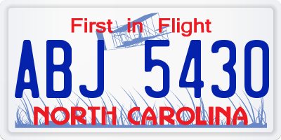 NC license plate ABJ5430