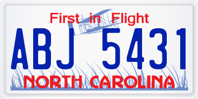 NC license plate ABJ5431