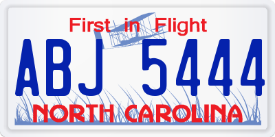 NC license plate ABJ5444