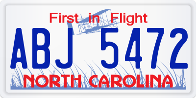 NC license plate ABJ5472