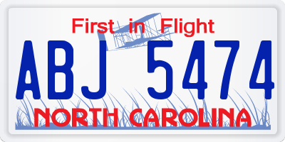 NC license plate ABJ5474