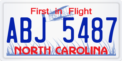 NC license plate ABJ5487