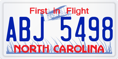 NC license plate ABJ5498