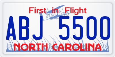 NC license plate ABJ5500