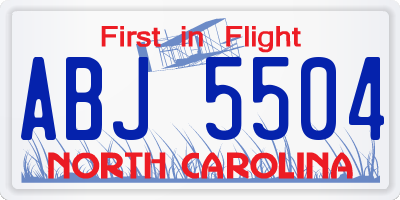 NC license plate ABJ5504