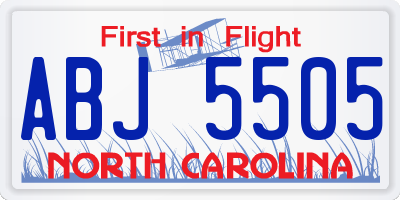 NC license plate ABJ5505