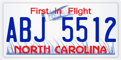 NC license plate ABJ5512