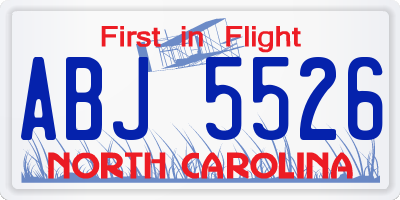 NC license plate ABJ5526