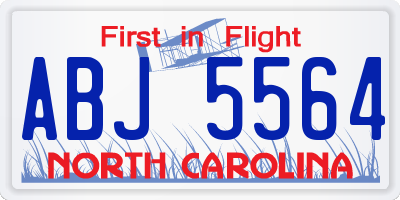 NC license plate ABJ5564