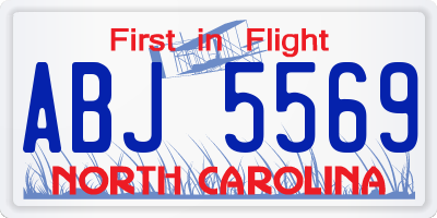 NC license plate ABJ5569