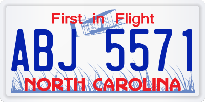 NC license plate ABJ5571