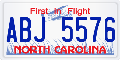 NC license plate ABJ5576