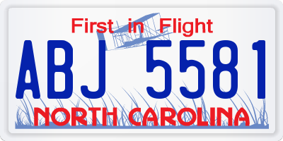 NC license plate ABJ5581
