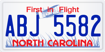 NC license plate ABJ5582