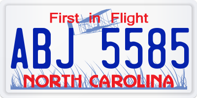 NC license plate ABJ5585