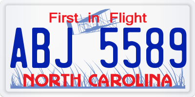 NC license plate ABJ5589