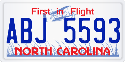 NC license plate ABJ5593