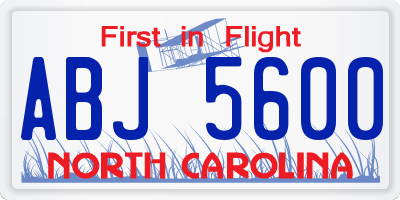NC license plate ABJ5600