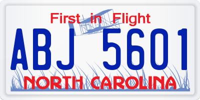 NC license plate ABJ5601