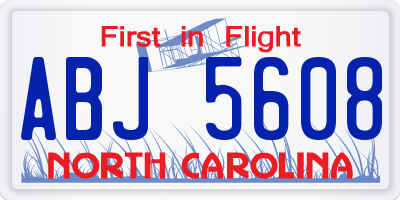 NC license plate ABJ5608