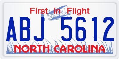 NC license plate ABJ5612