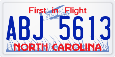 NC license plate ABJ5613