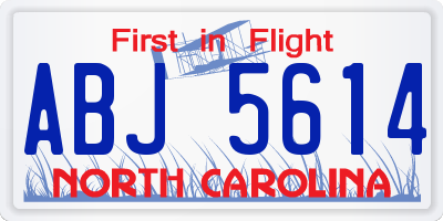 NC license plate ABJ5614