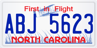 NC license plate ABJ5623