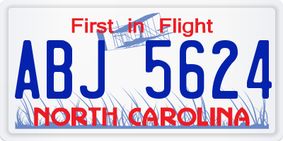 NC license plate ABJ5624