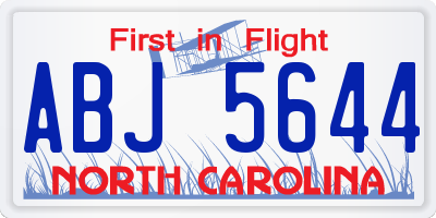NC license plate ABJ5644