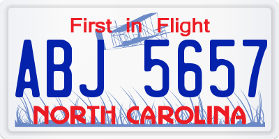 NC license plate ABJ5657