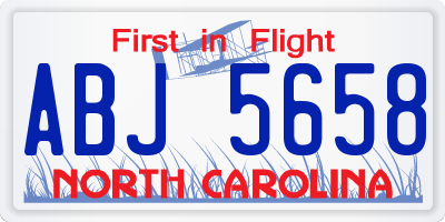 NC license plate ABJ5658