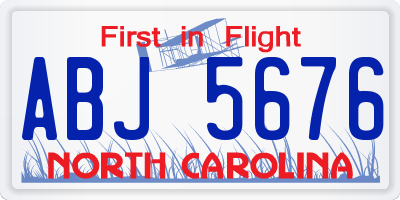 NC license plate ABJ5676