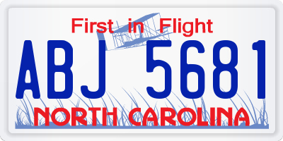 NC license plate ABJ5681