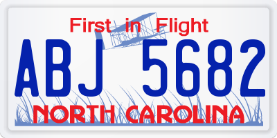 NC license plate ABJ5682